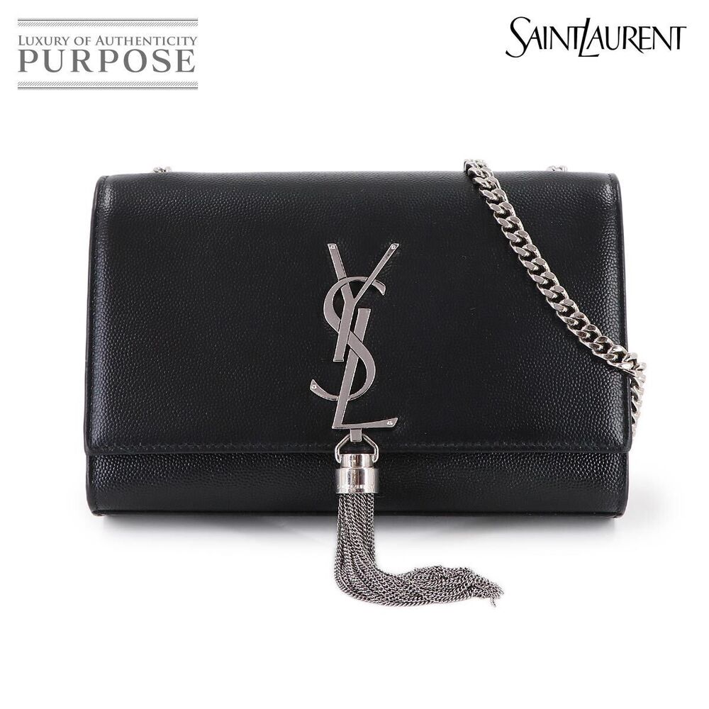 Saint Laurent Kate Chain Shoulder Bag Leather Black
